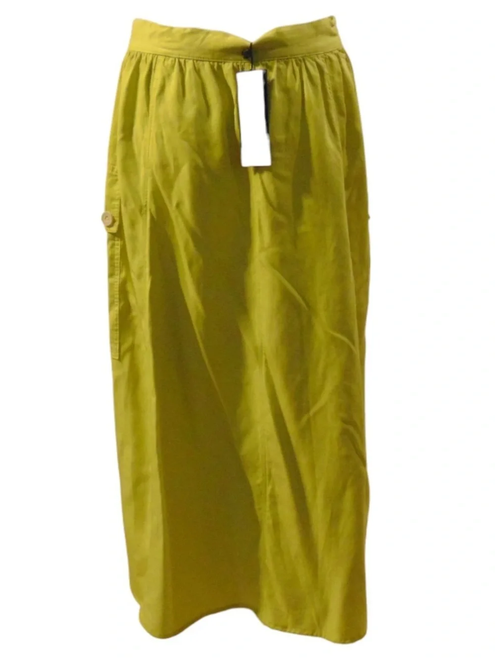Paz Torras Lime Green Cargo Midi Skirt Button Front NWT Size 8